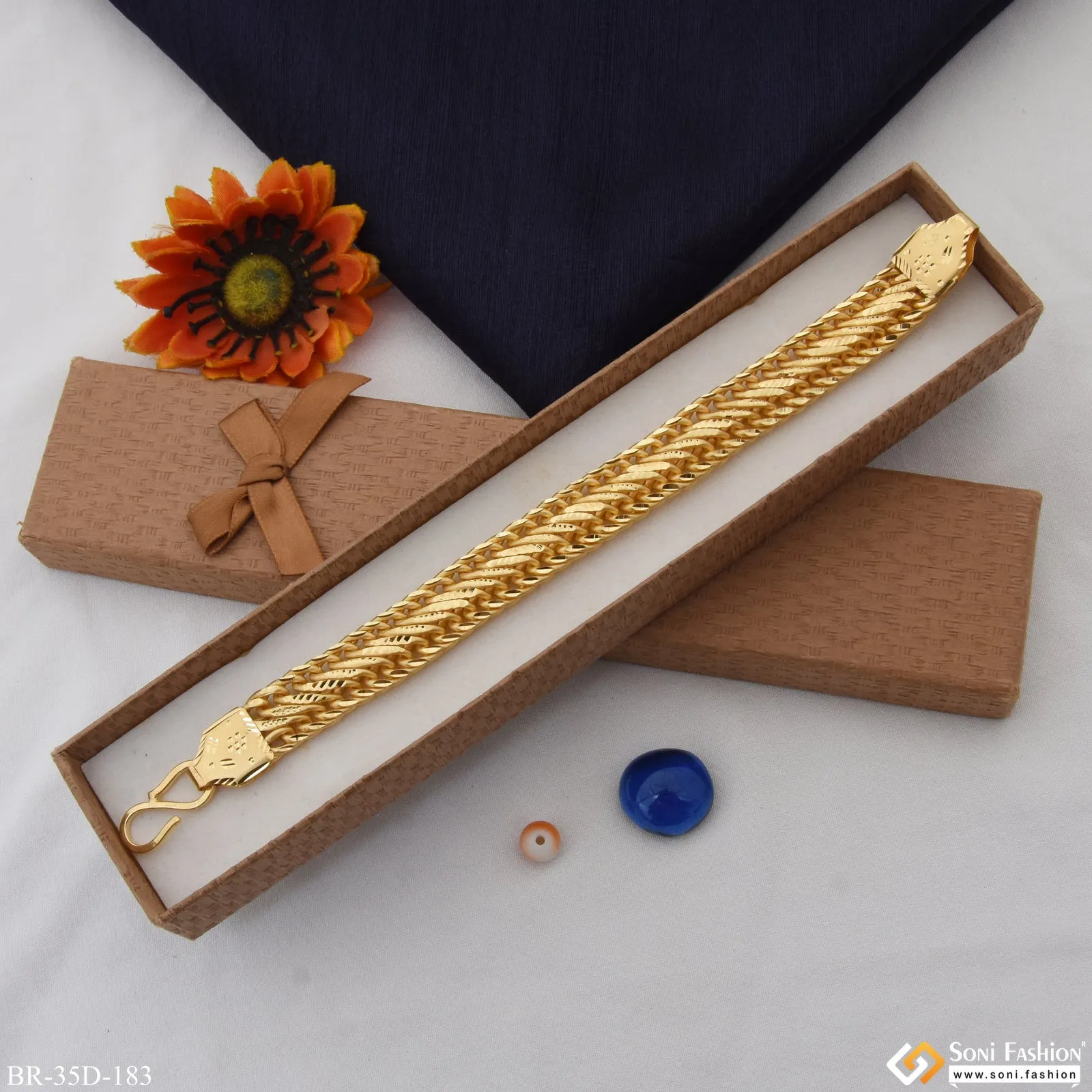 1 Gram Gold Plated Lovely Design High-Quality Bracelet for Men - Style D183