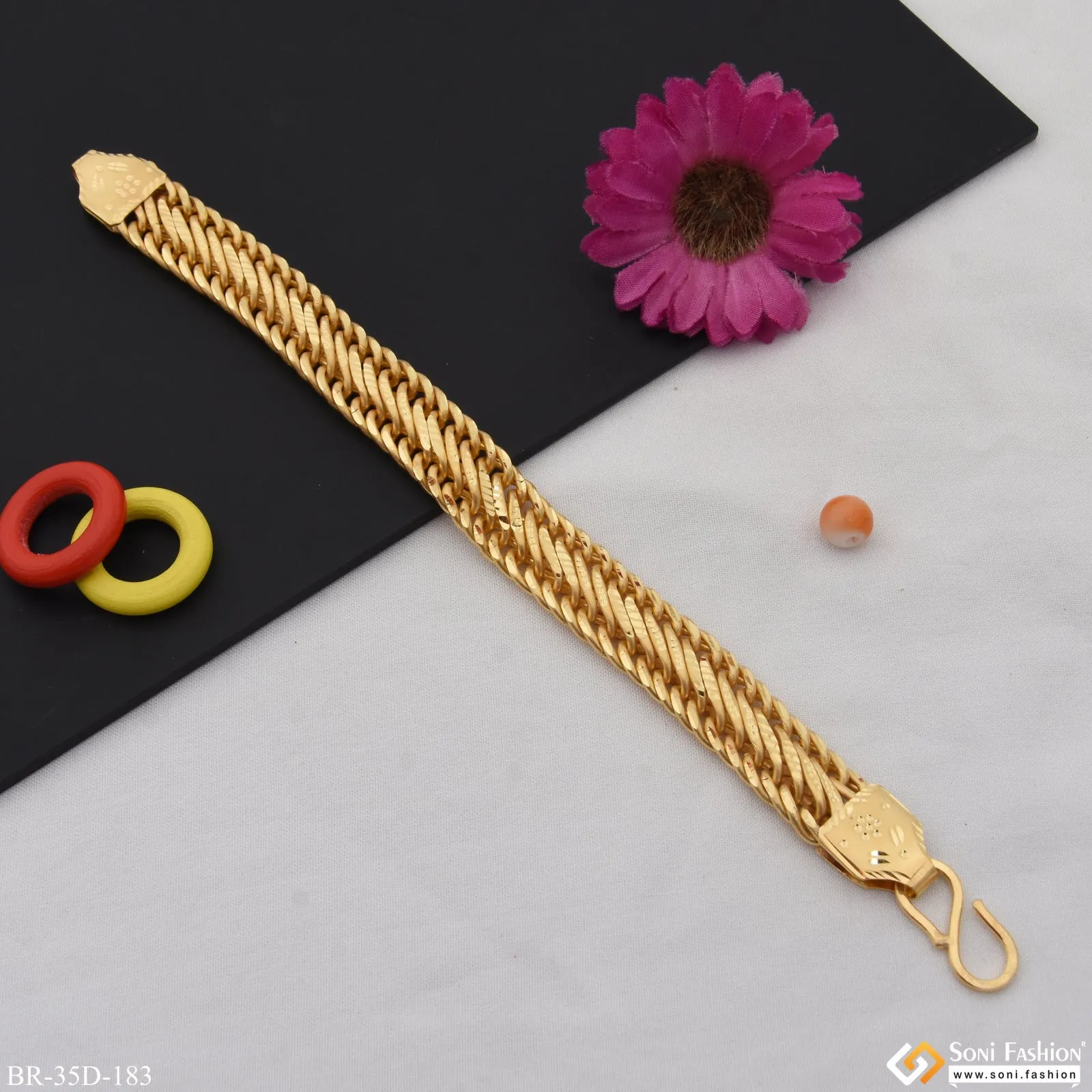 1 Gram Gold Plated Lovely Design High-Quality Bracelet for Men - Style D183