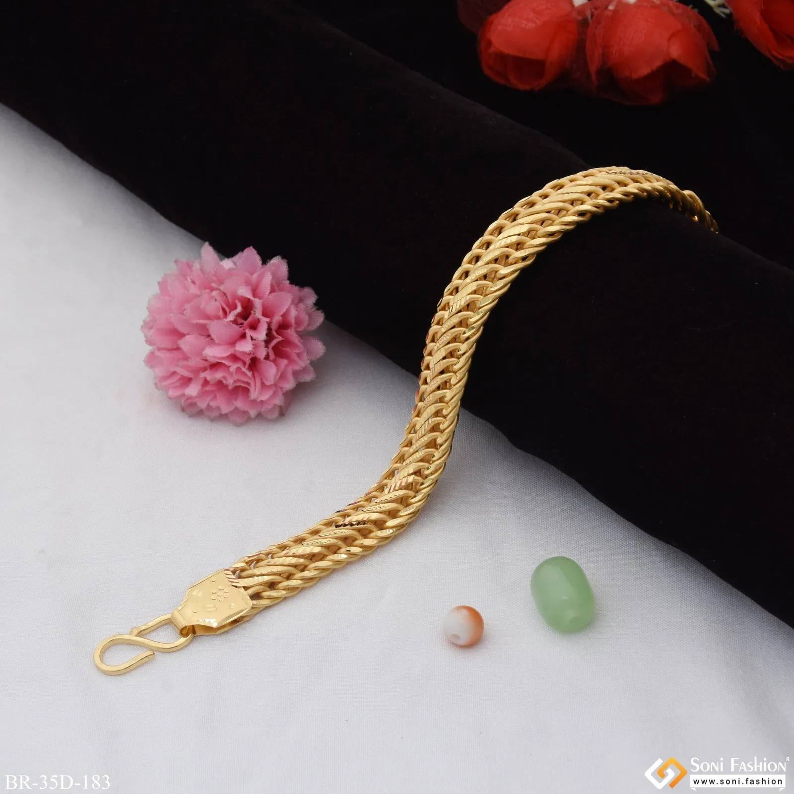 1 Gram Gold Plated Lovely Design High-Quality Bracelet for Men - Style D183