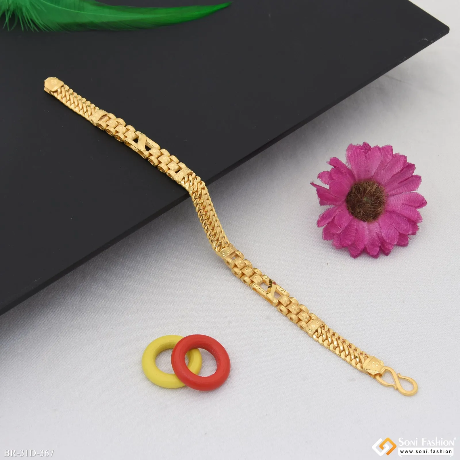 1 Gram Gold Plated New Style 2 In 1 Bracelet For Men - Style D367