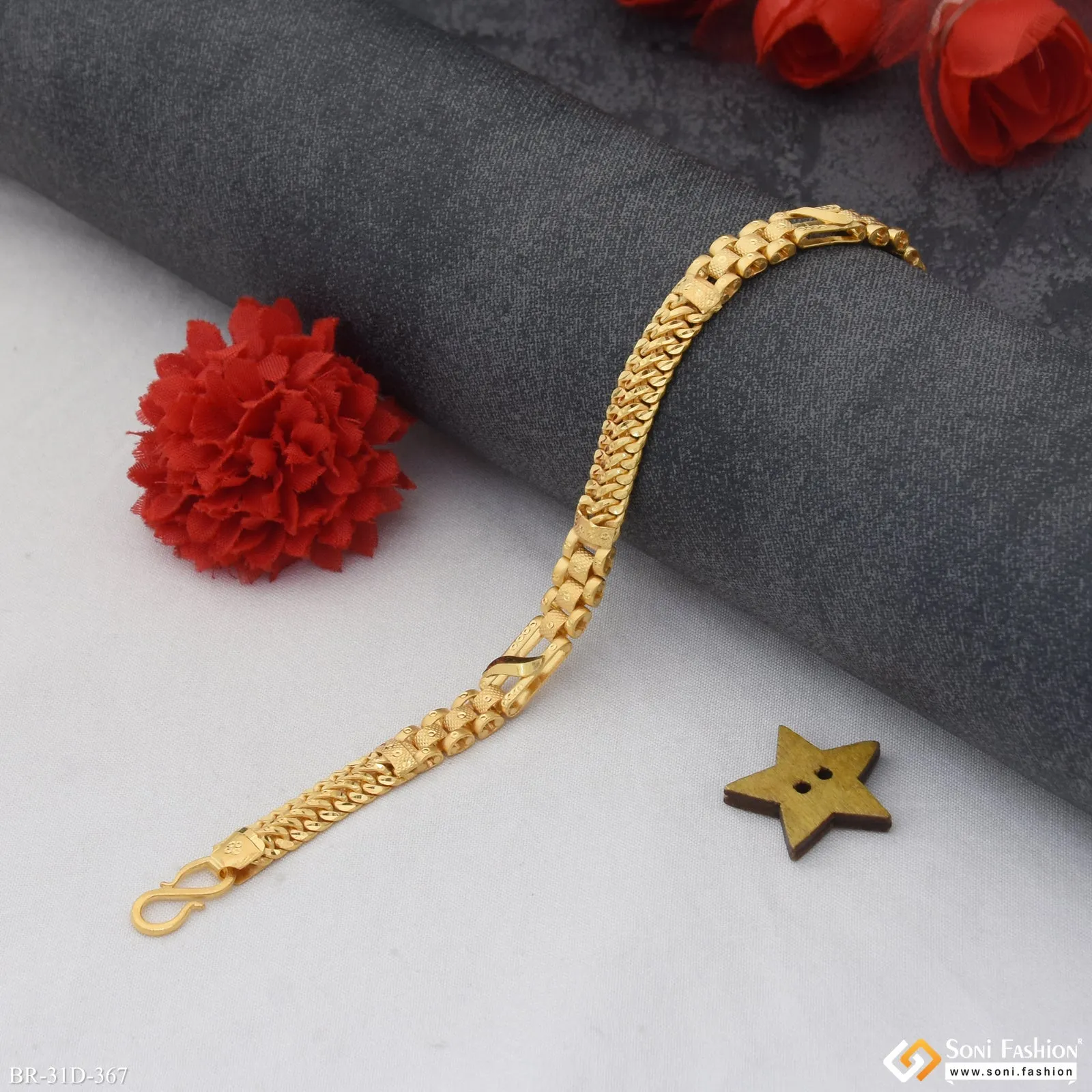 1 Gram Gold Plated New Style 2 In 1 Bracelet For Men - Style D367