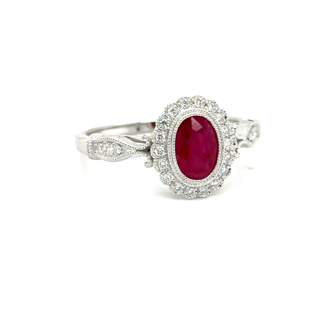 1.06 CT Ruby and Diamond 14k White Gold Ring Regard Jewelry Austin, Texas