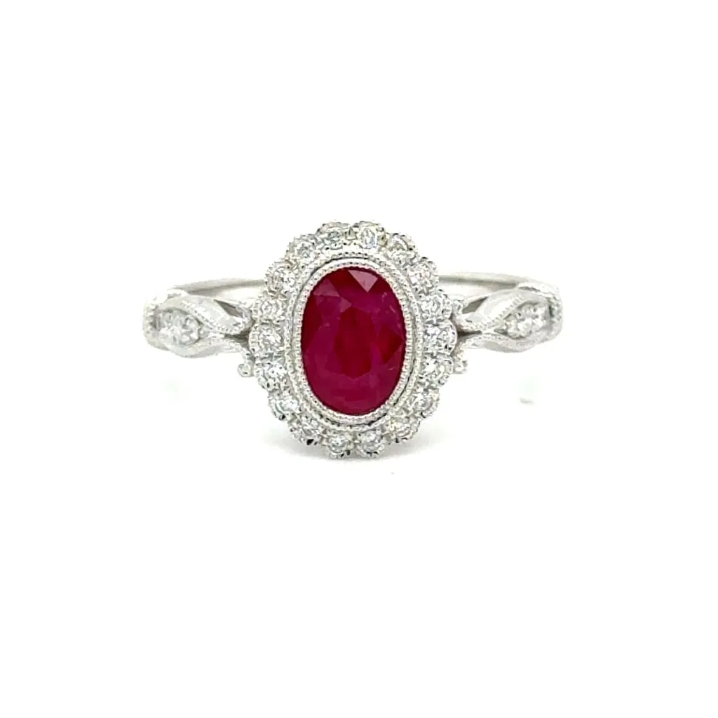 1.06 CT Ruby and Diamond 14k White Gold Ring Regard Jewelry Austin, Texas