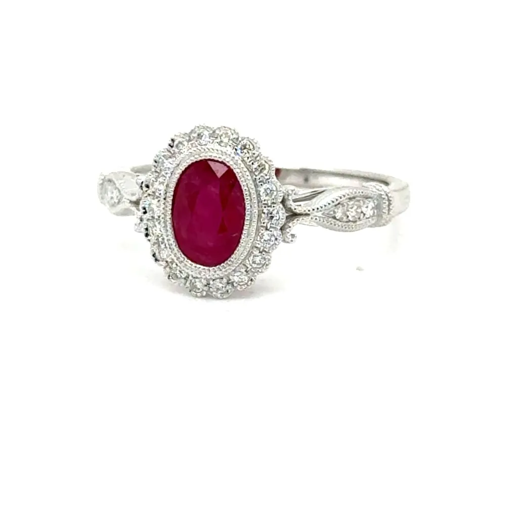 1.06 CT Ruby and Diamond 14k White Gold Ring Regard Jewelry Austin, Texas