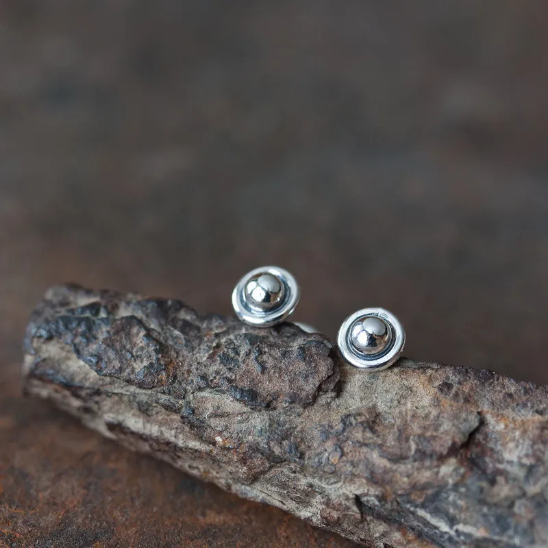 4.5mm Tiny Sterling Silver UFO Stud Earrings