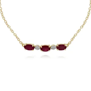 9 ct or Jaune Diamants et Rubis Cinq Pierre 19cm Bracelet