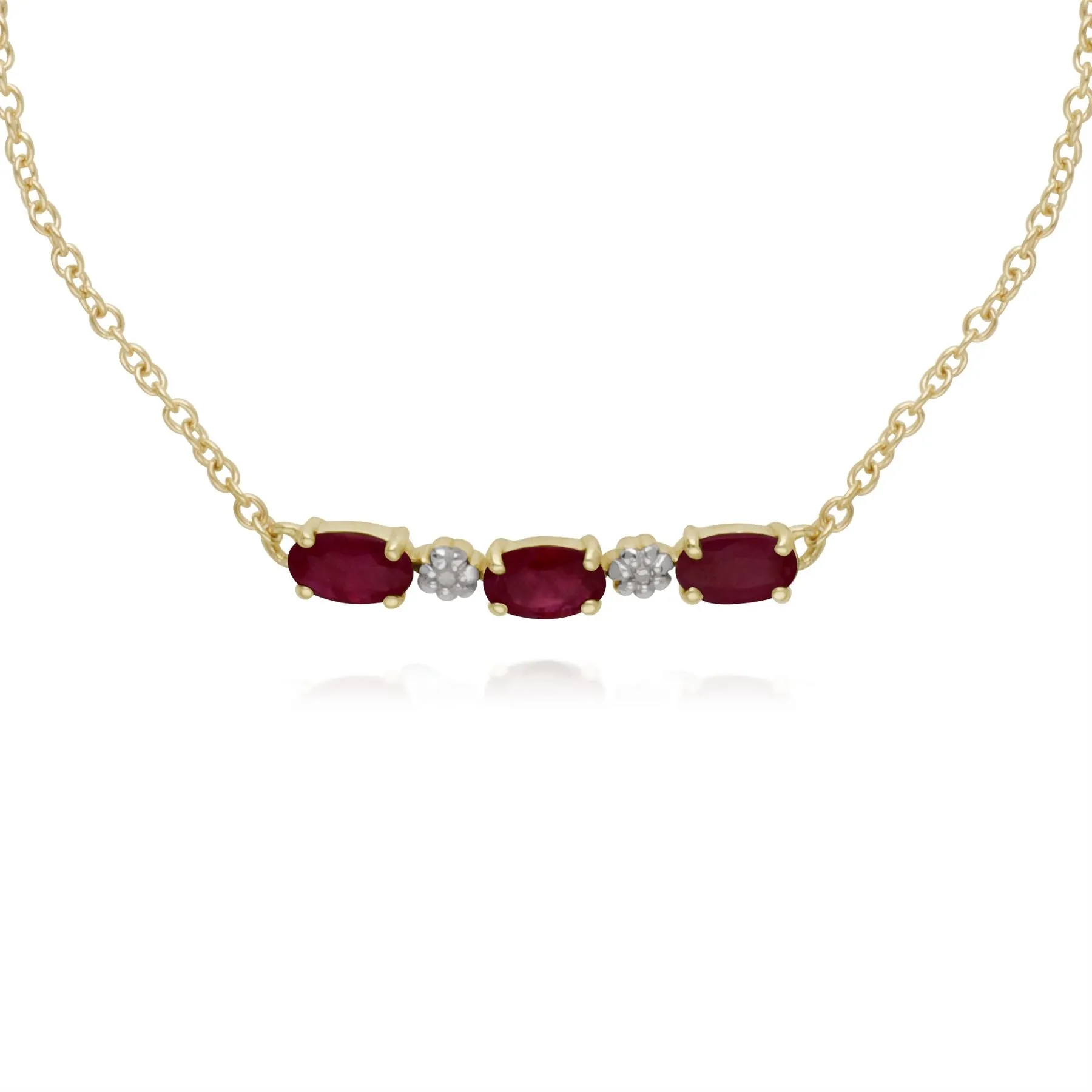 9 ct or Jaune Diamants et Rubis Cinq Pierre 19cm Bracelet