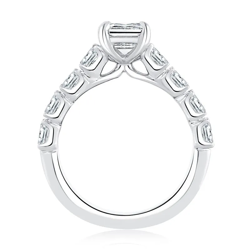 A.Jaffe Engagement Rings Emerald Cut Diamond Engagement Ring with East West Emerald Diamond Accents Band MECEC2822/320