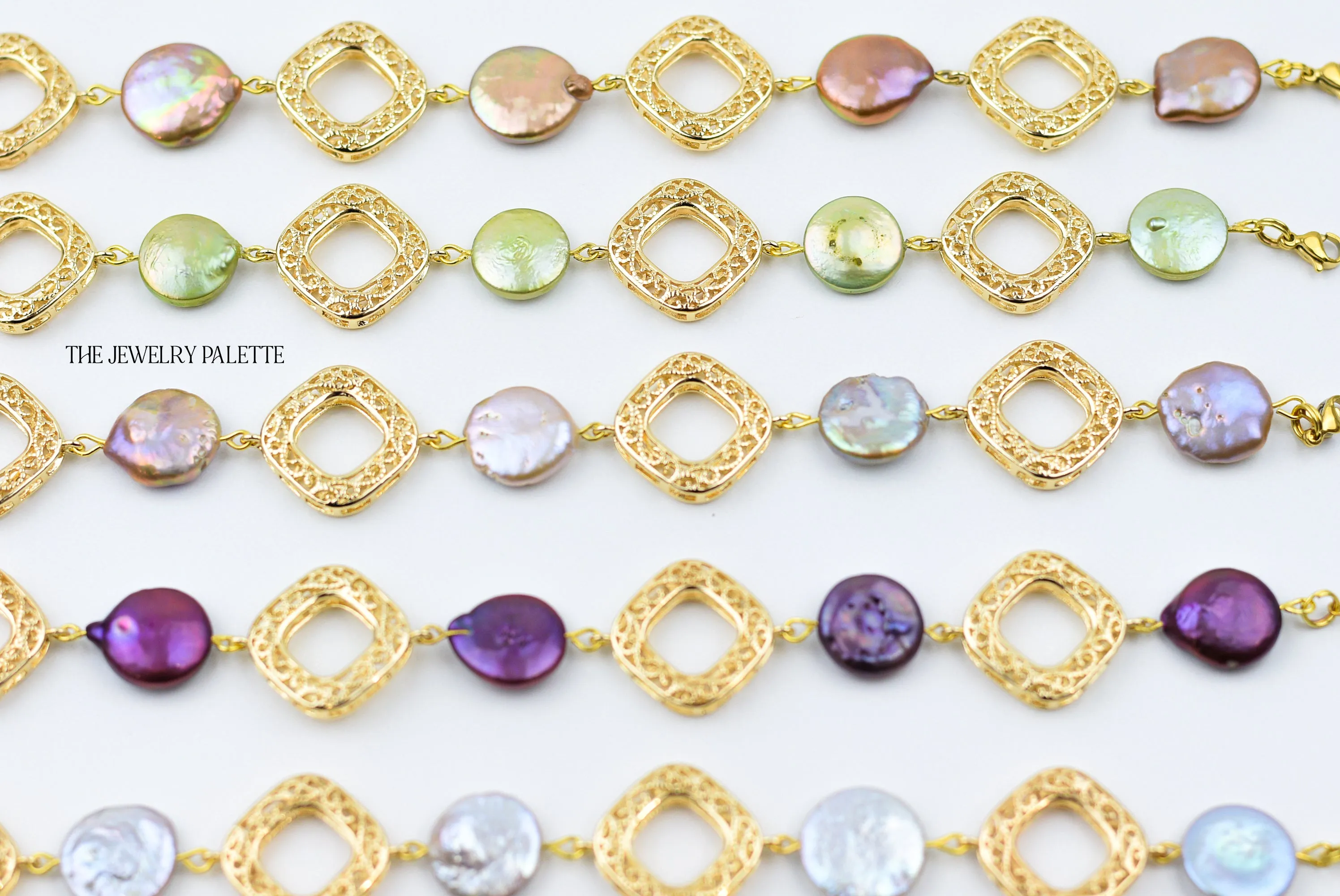 Amelina coin pearls and filigree bracelet