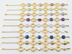 Amelina coin pearls and filigree bracelet