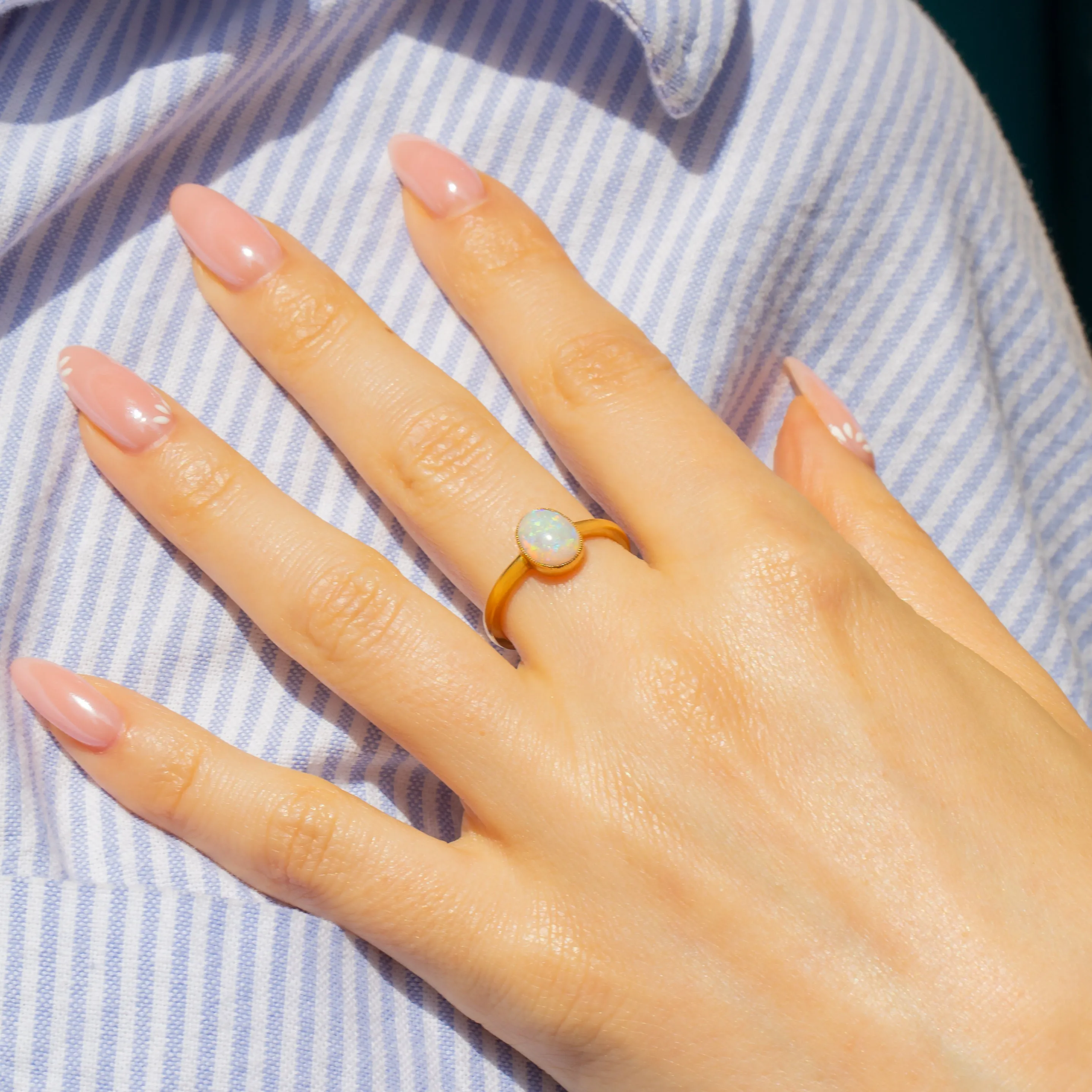 Antique 18ct Gold Opal Solitaire Ring, 0.70ct