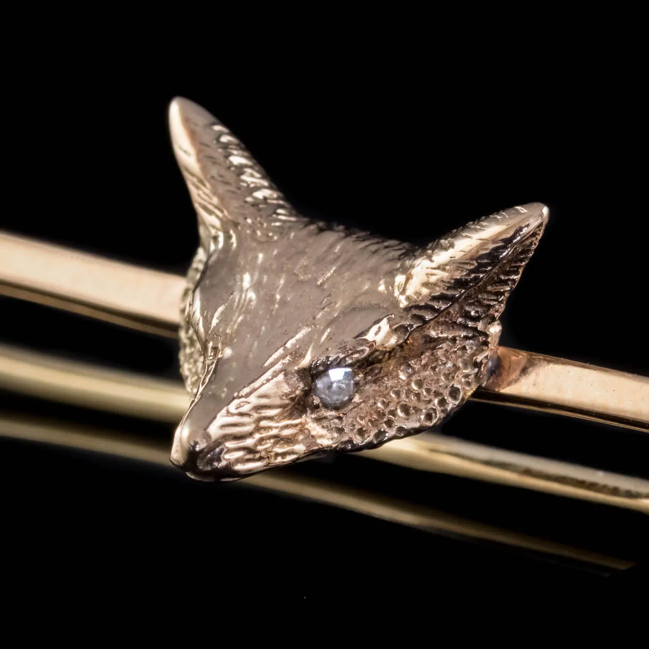 Antique Victorian Diamond Fox Pin Brooch 9Ct Gold Circa 1900