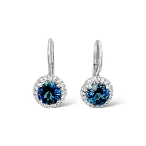 Aquamarine & Diamond Halo Small Drop Earrings