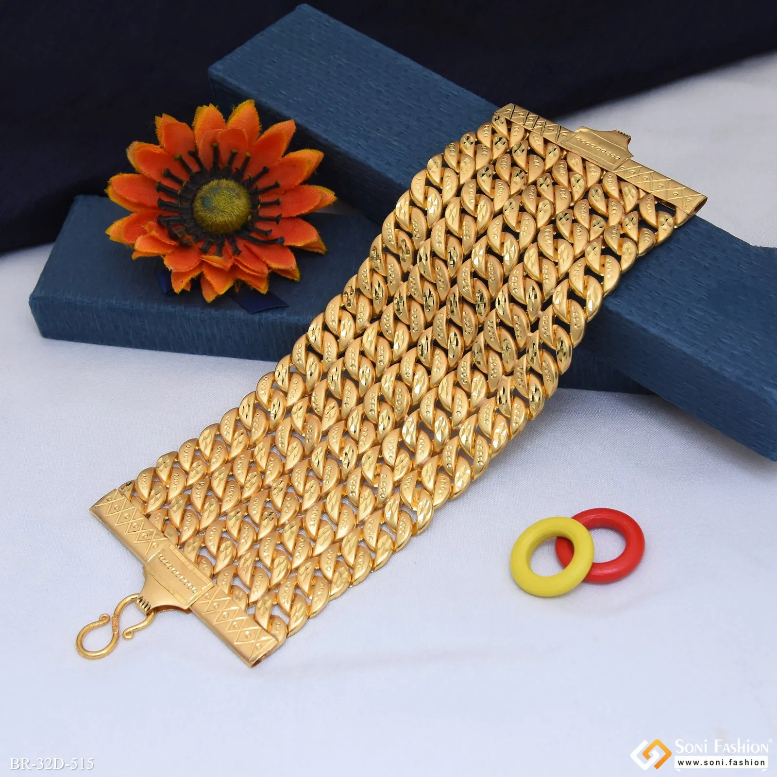 Artisanal Design Gold Plated Pokal Bracelet for Men - Style D515