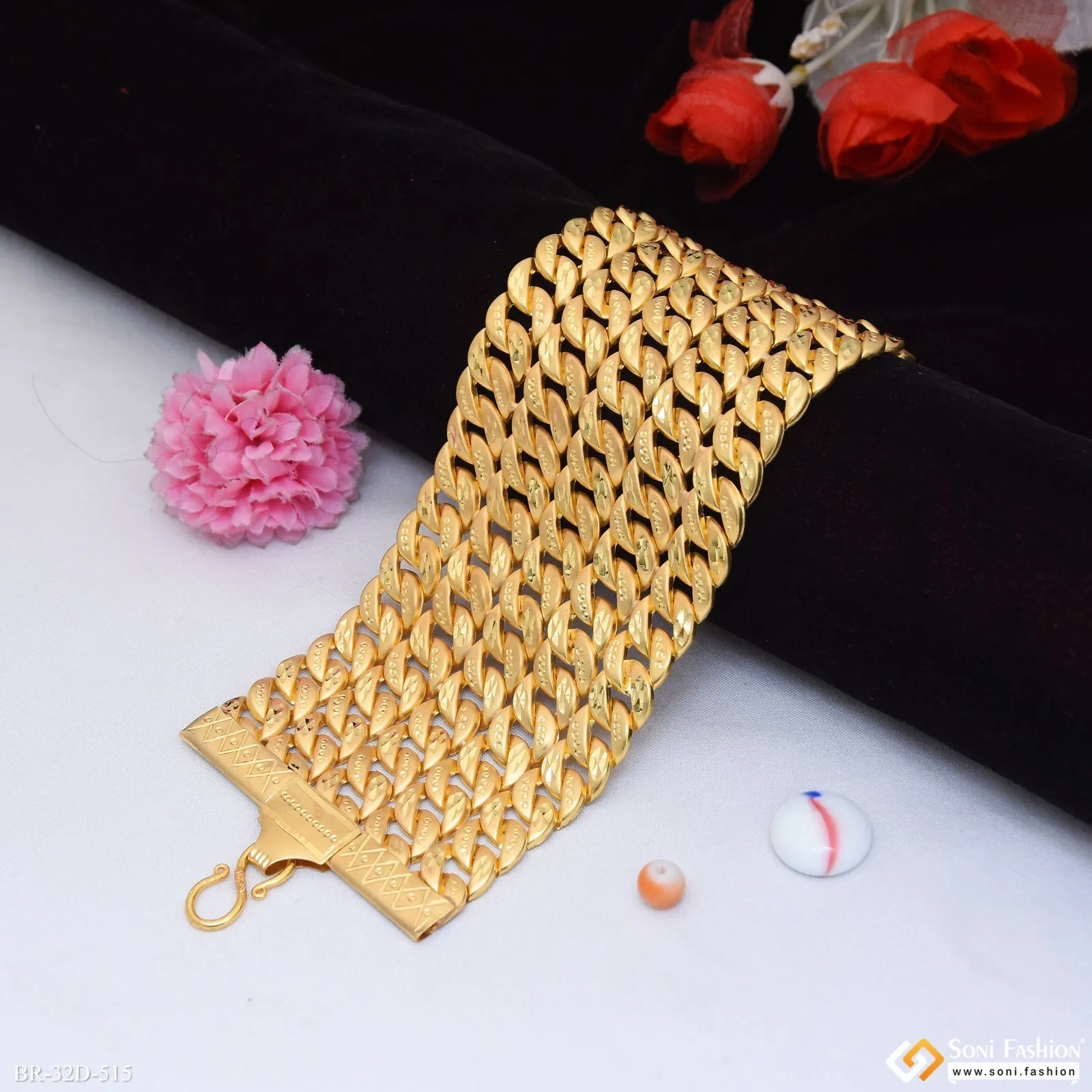 Artisanal Design Gold Plated Pokal Bracelet for Men - Style D515