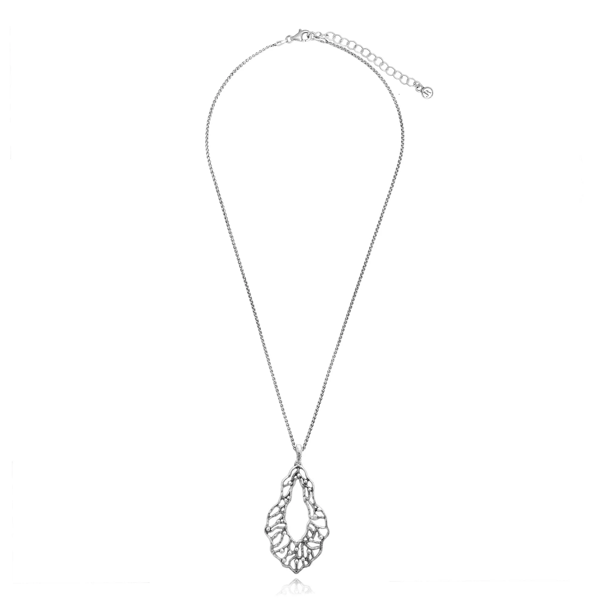Artistic Sterling Silver Openwork Pendant Necklace