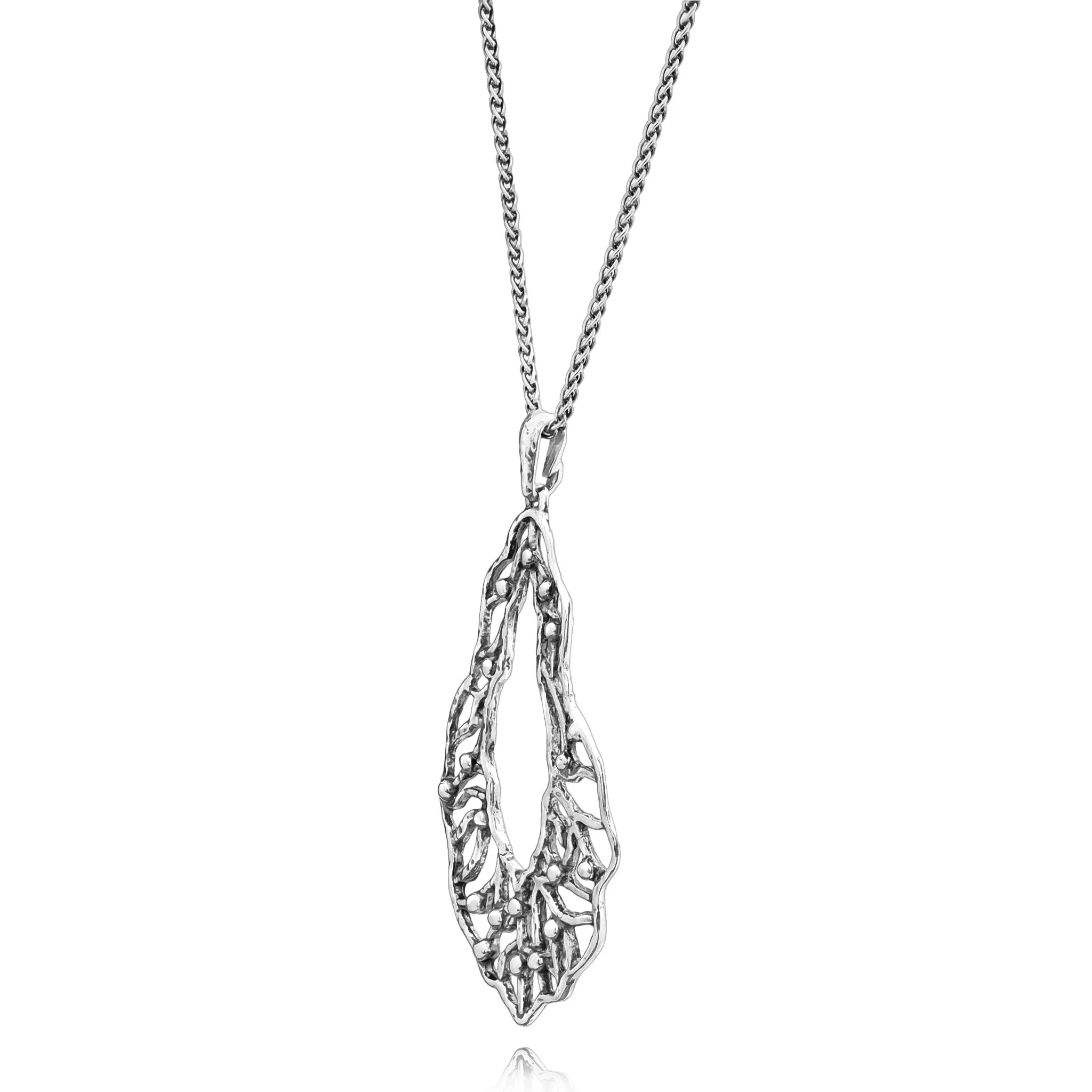 Artistic Sterling Silver Openwork Pendant Necklace