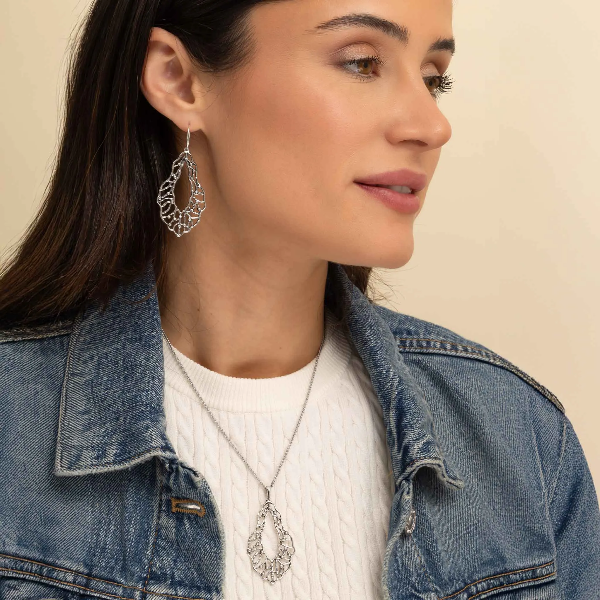 Artistic Sterling Silver Openwork Pendant Necklace