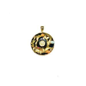 Chinese Dragon Black Jade Pendant (14K)
