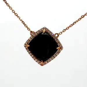 Dark Chocolate Quartz & Diamond Necklace