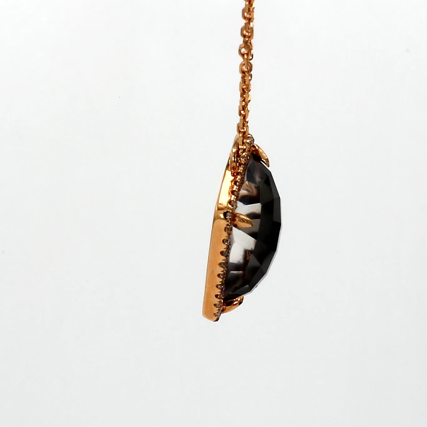 Dark Chocolate Quartz & Diamond Necklace