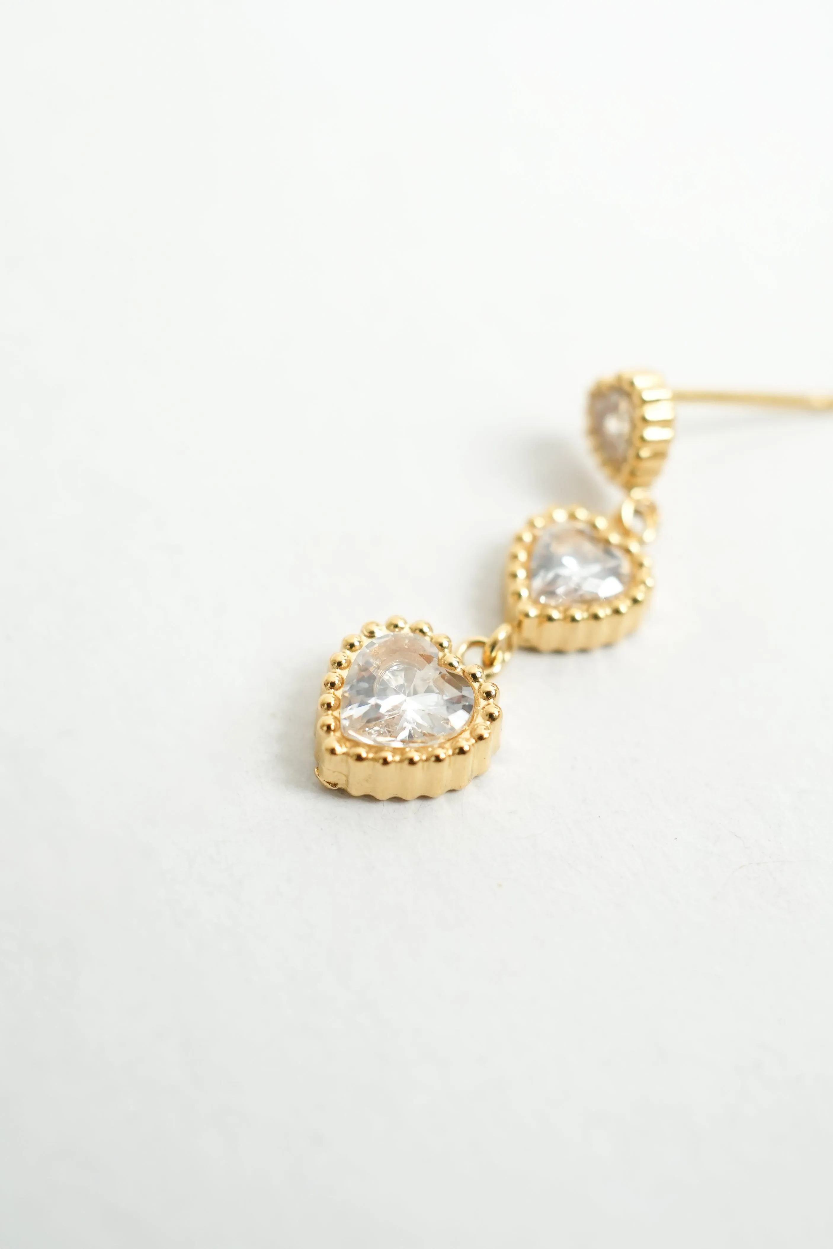 Double Heart Drop Earrings