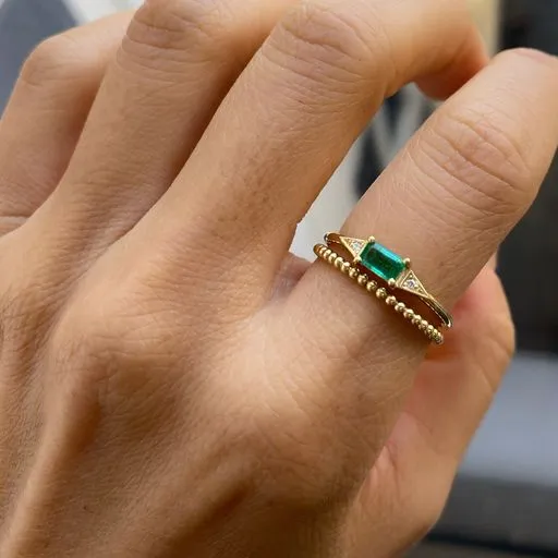 Emerald Cut Emerald Deco Ring (ready to ship option)*