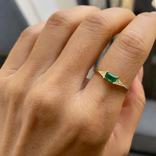 Emerald Cut Emerald Deco Ring (ready to ship option)*