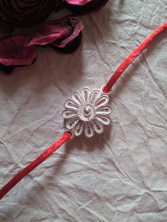Floral forever - Silver Rakhi