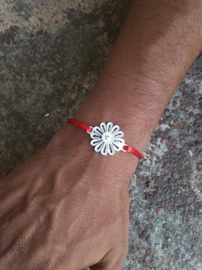 Floral forever - Silver Rakhi