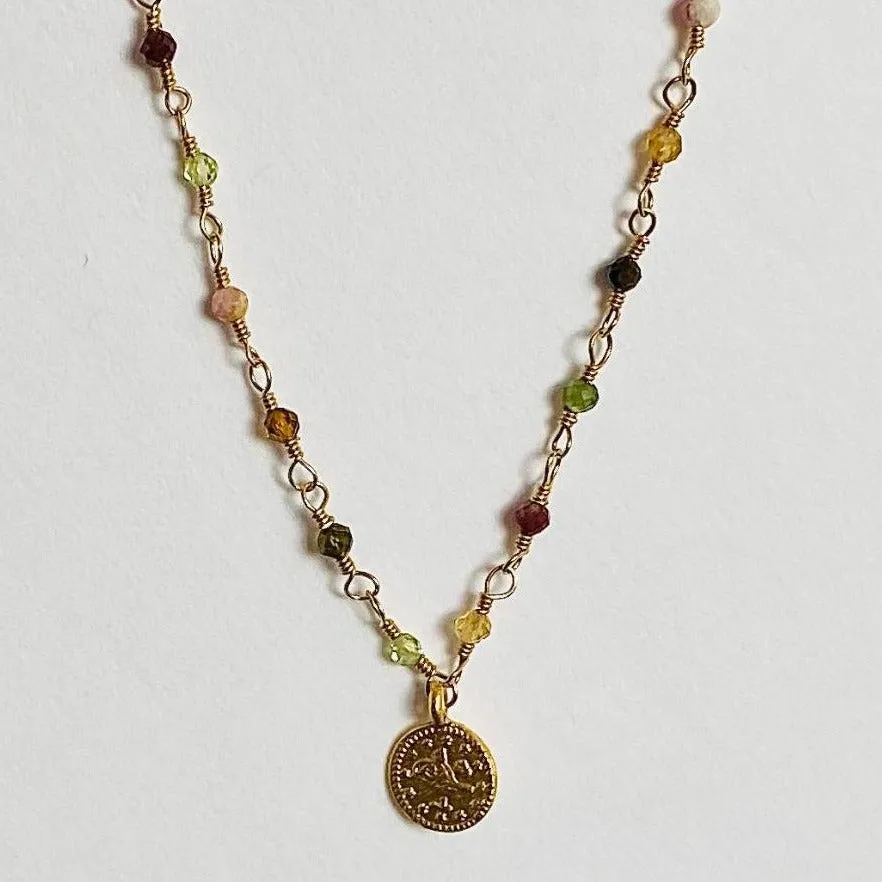 Gemstone Coin Necklace - Grecia