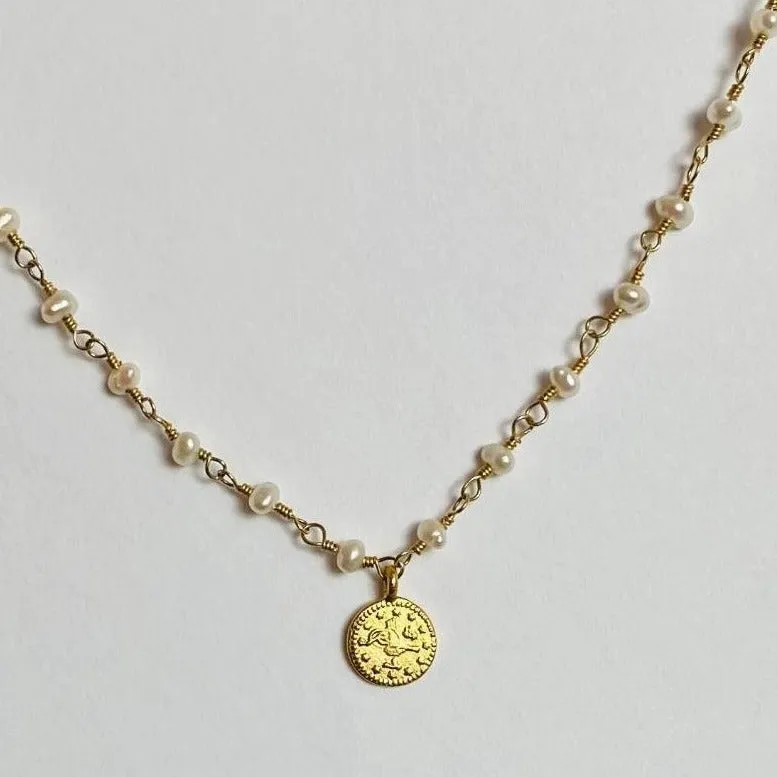 Gemstone Coin Necklace - Grecia