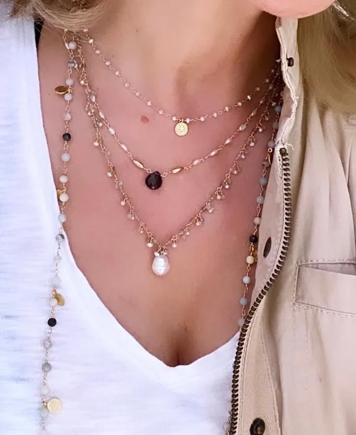 Gemstone Coin Necklace - Grecia