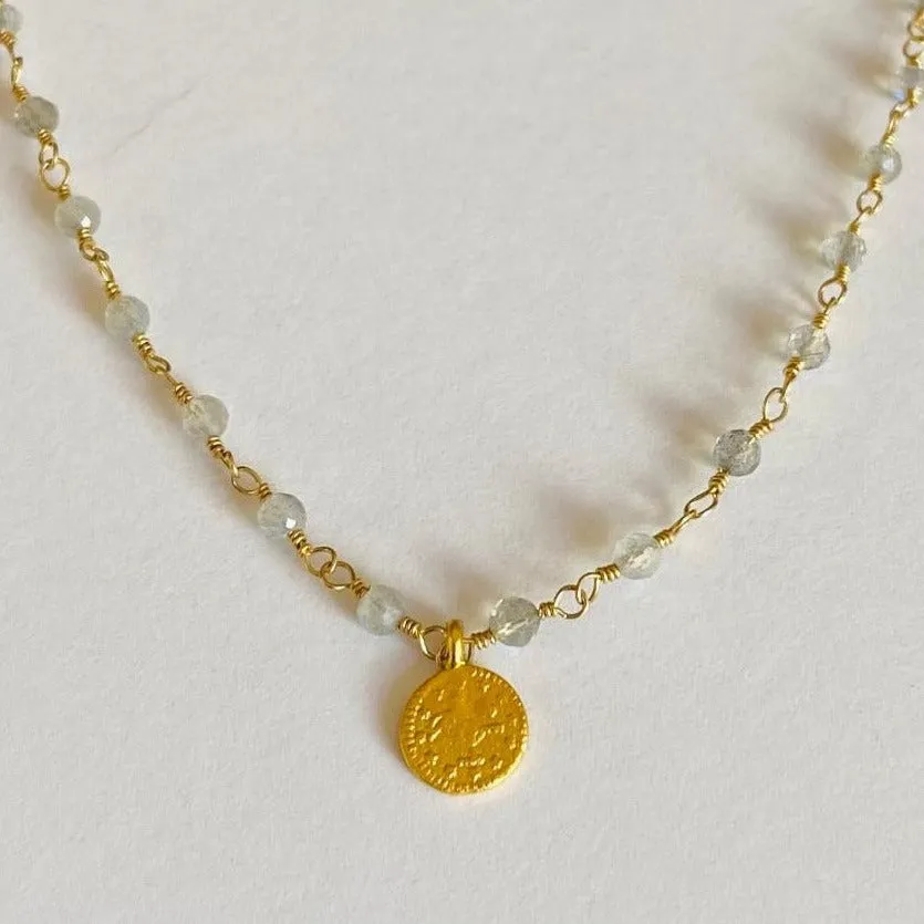 Gemstone Coin Necklace - Grecia