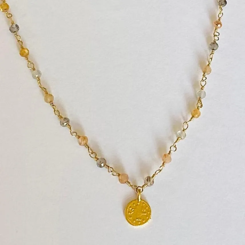 Gemstone Coin Necklace - Grecia