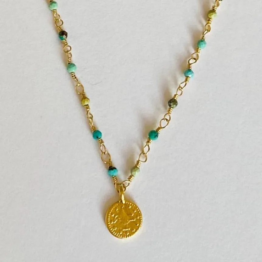 Gemstone Coin Necklace - Grecia