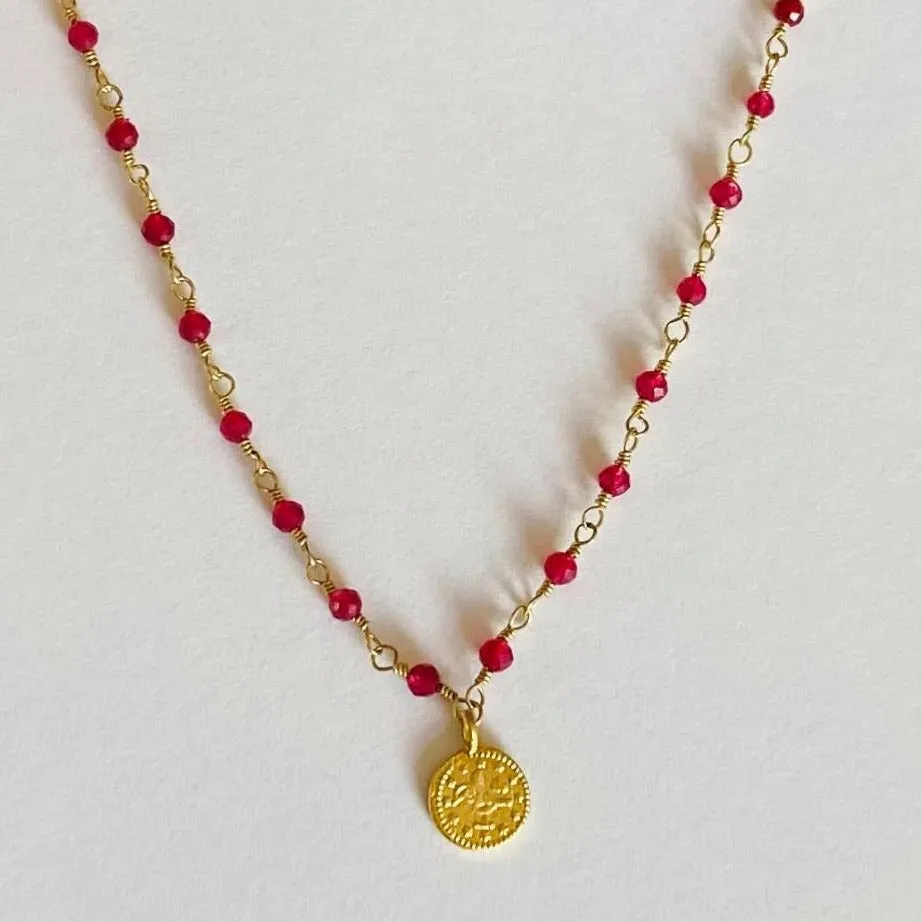 Gemstone Coin Necklace - Grecia