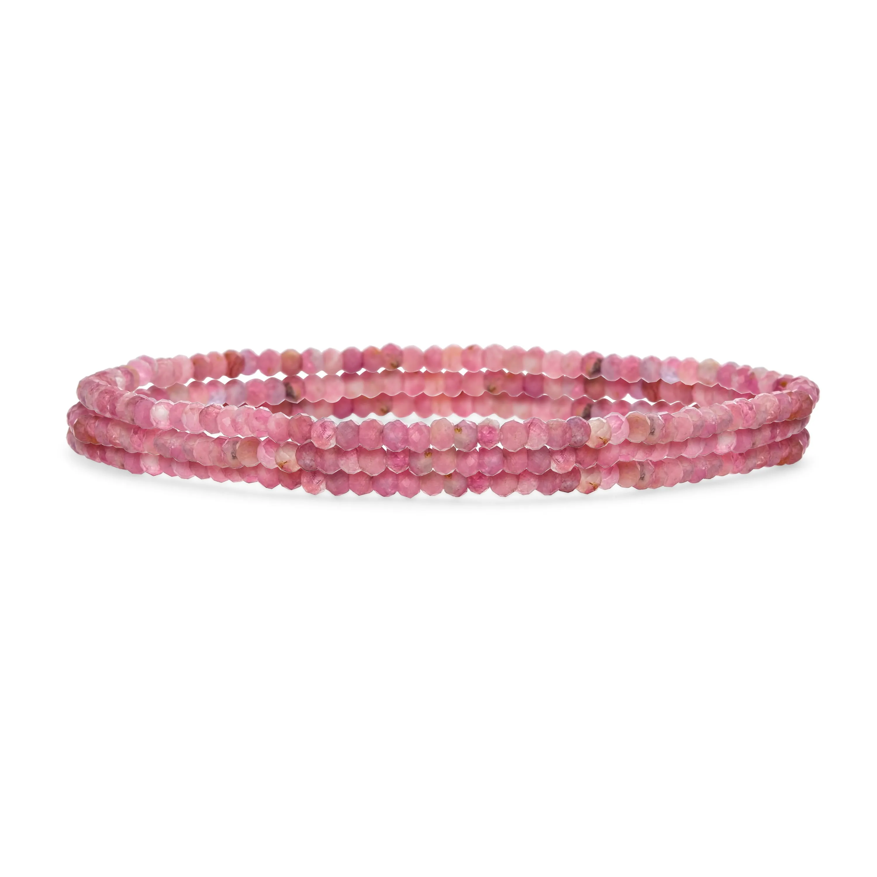 Genuine Ruby Zoisite Ombre Seed Beads Stretch Bracelet Set of 3 Strands