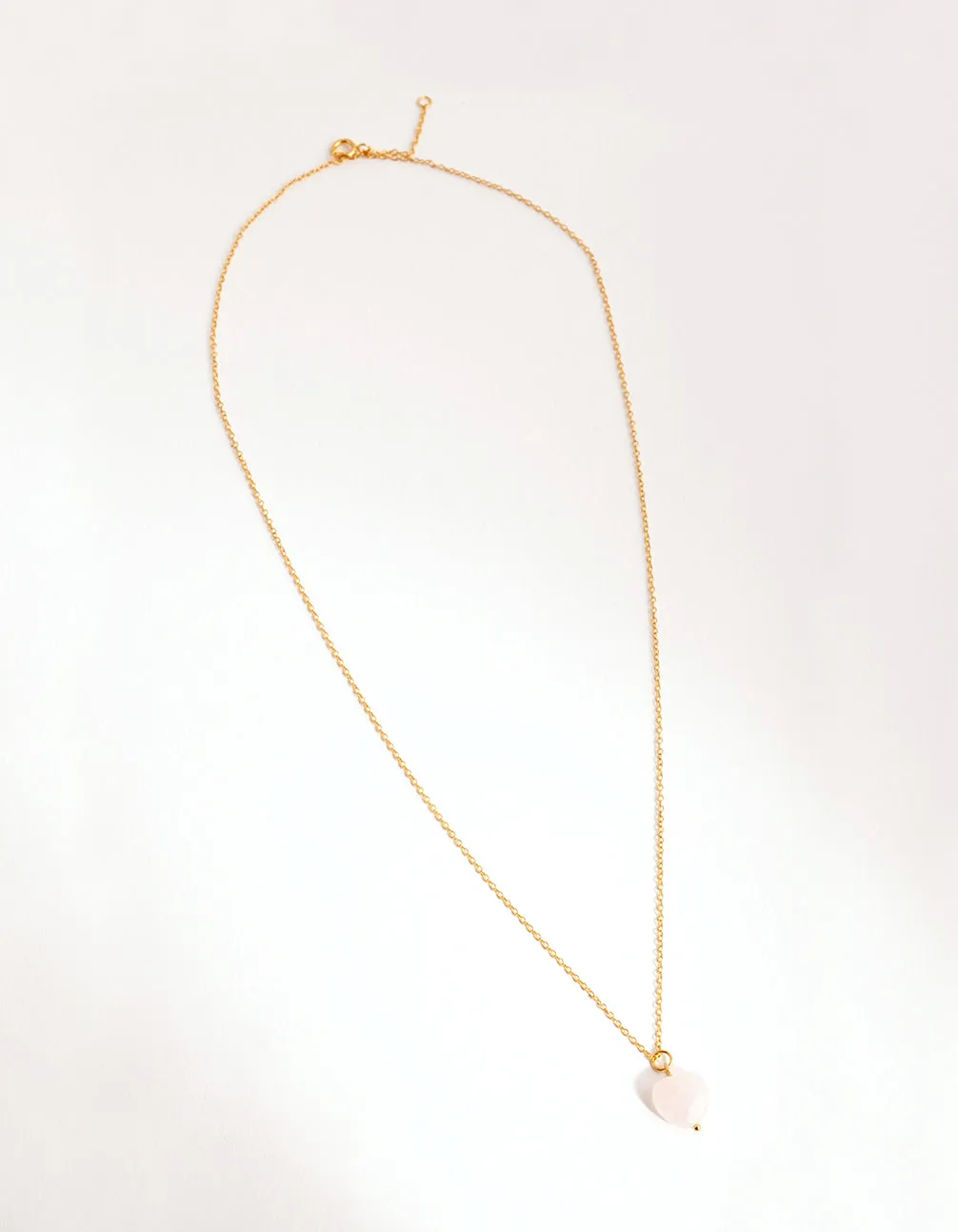 Gold Rose Quartz Facet Heart Necklace