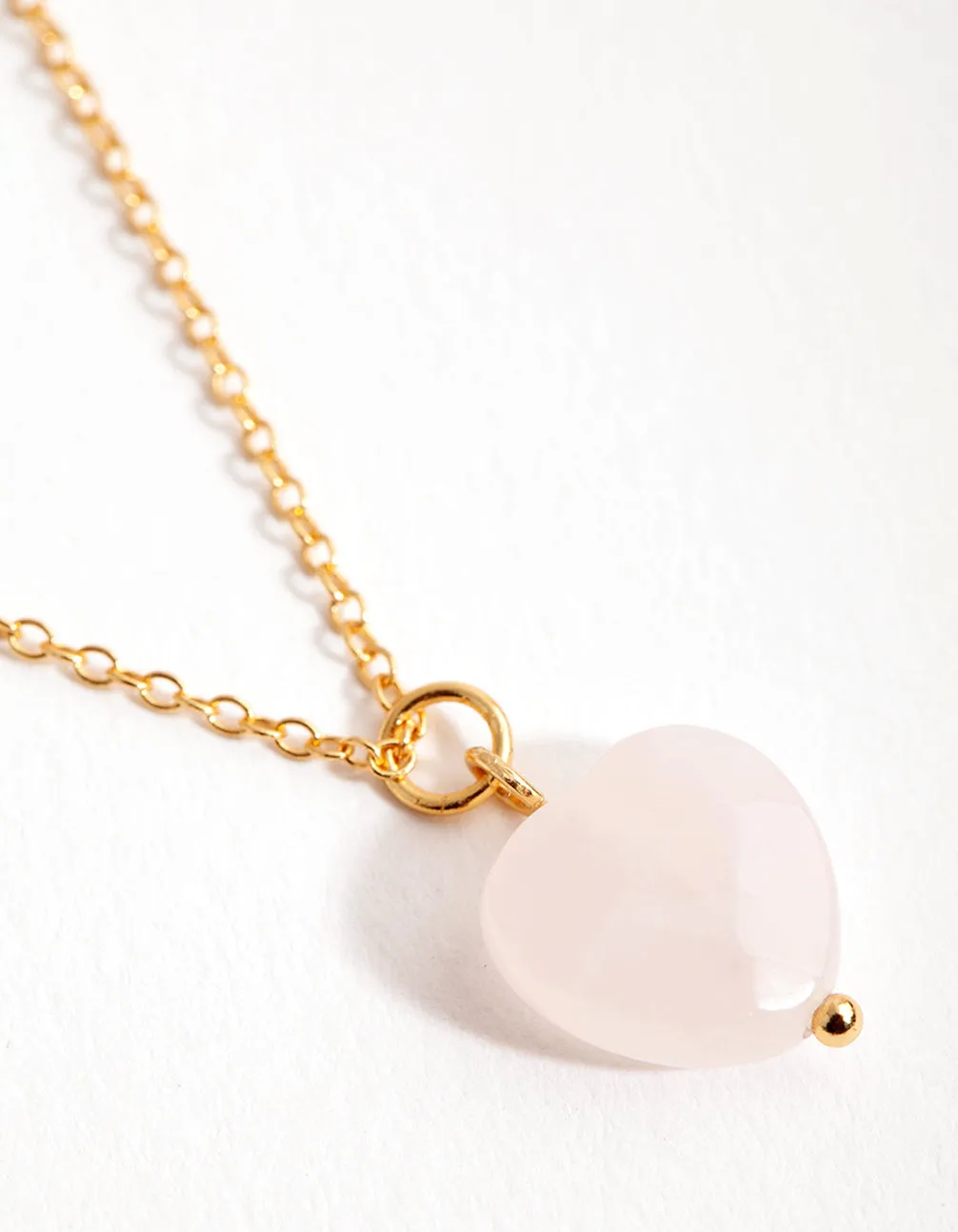 Gold Rose Quartz Facet Heart Necklace
