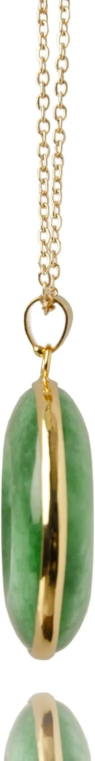 Green Jade "Good Fortune" Pendant Necklace, Natural Jade Agate Crystal Healing Handmade Good Luck Gift Jewelry