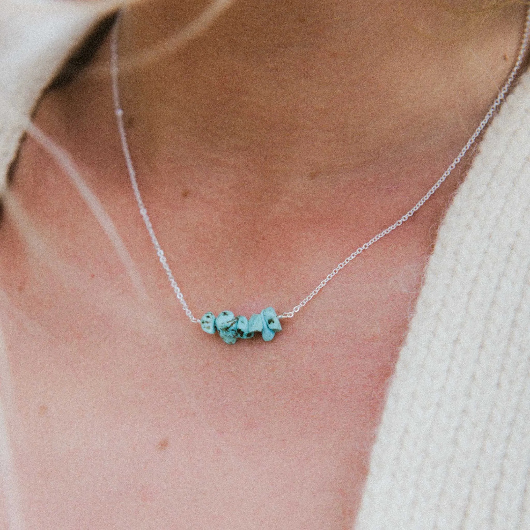 IMPERFECT Asri Turquoise Stone Necklace - Silver Plated