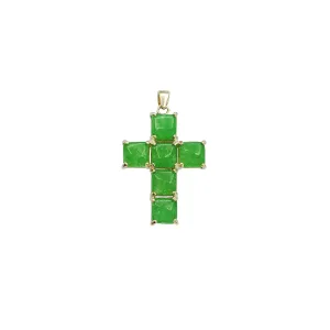 Jade Blocks Cross Pendant (SS)