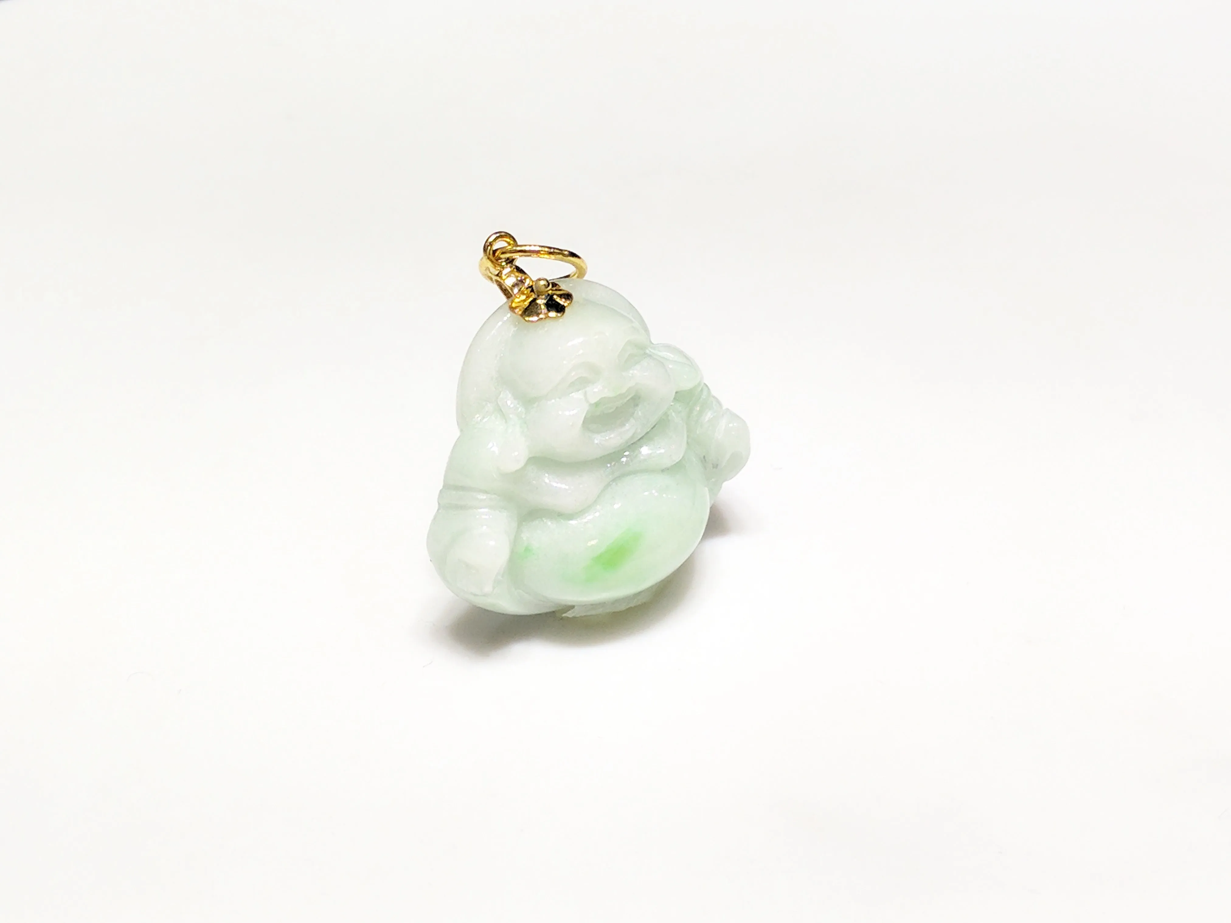 Jade Buddha Pendant (Snow/Moss Marbling)