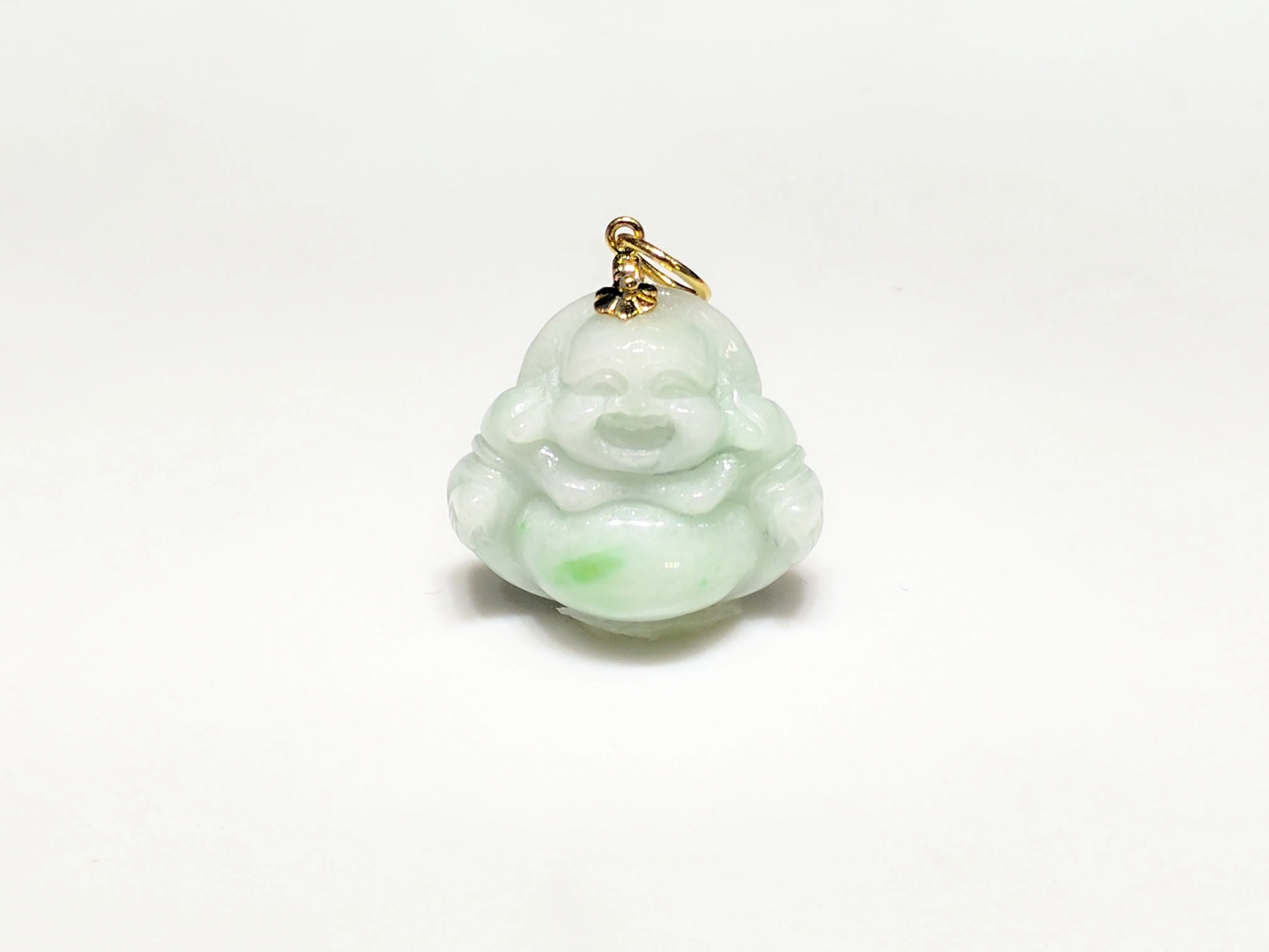 Jade Buddha Pendant (Snow/Moss Marbling)