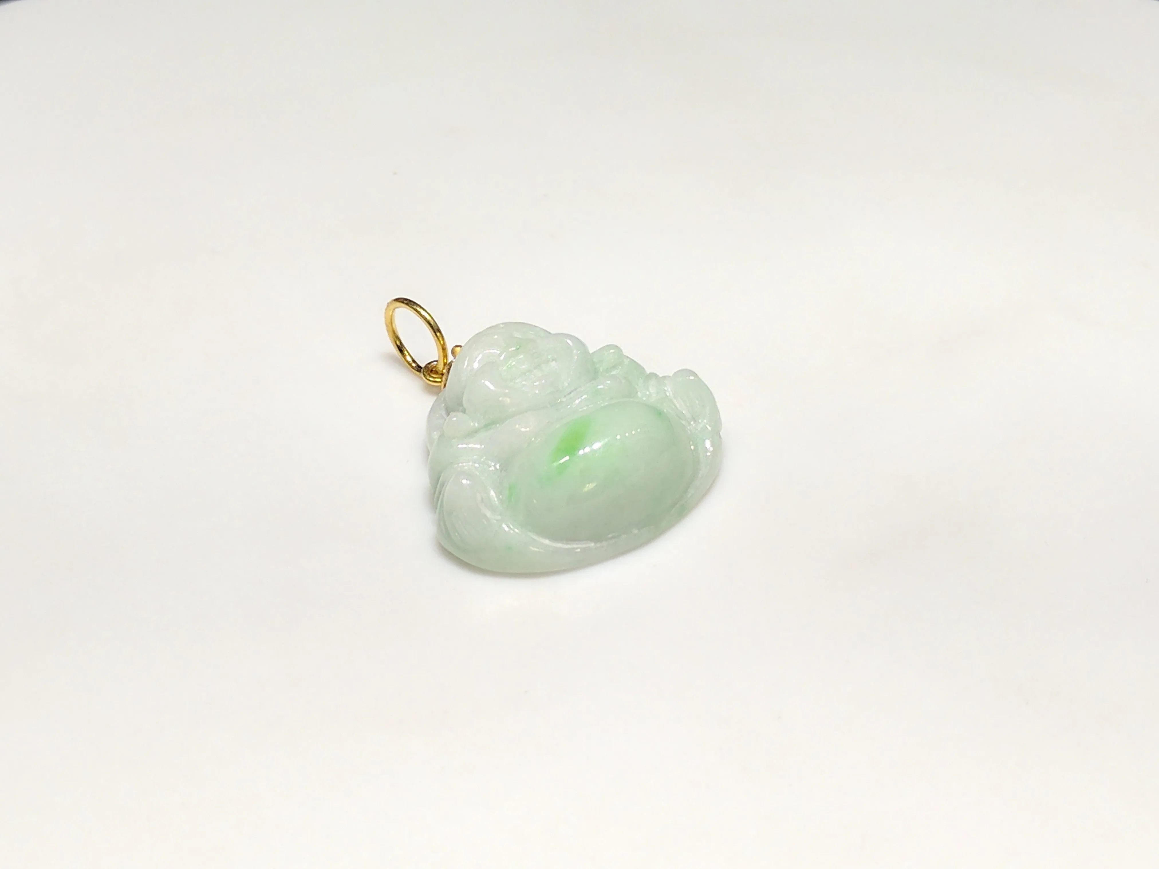 Jade Buddha Pendant (Snow/Moss Marbling)