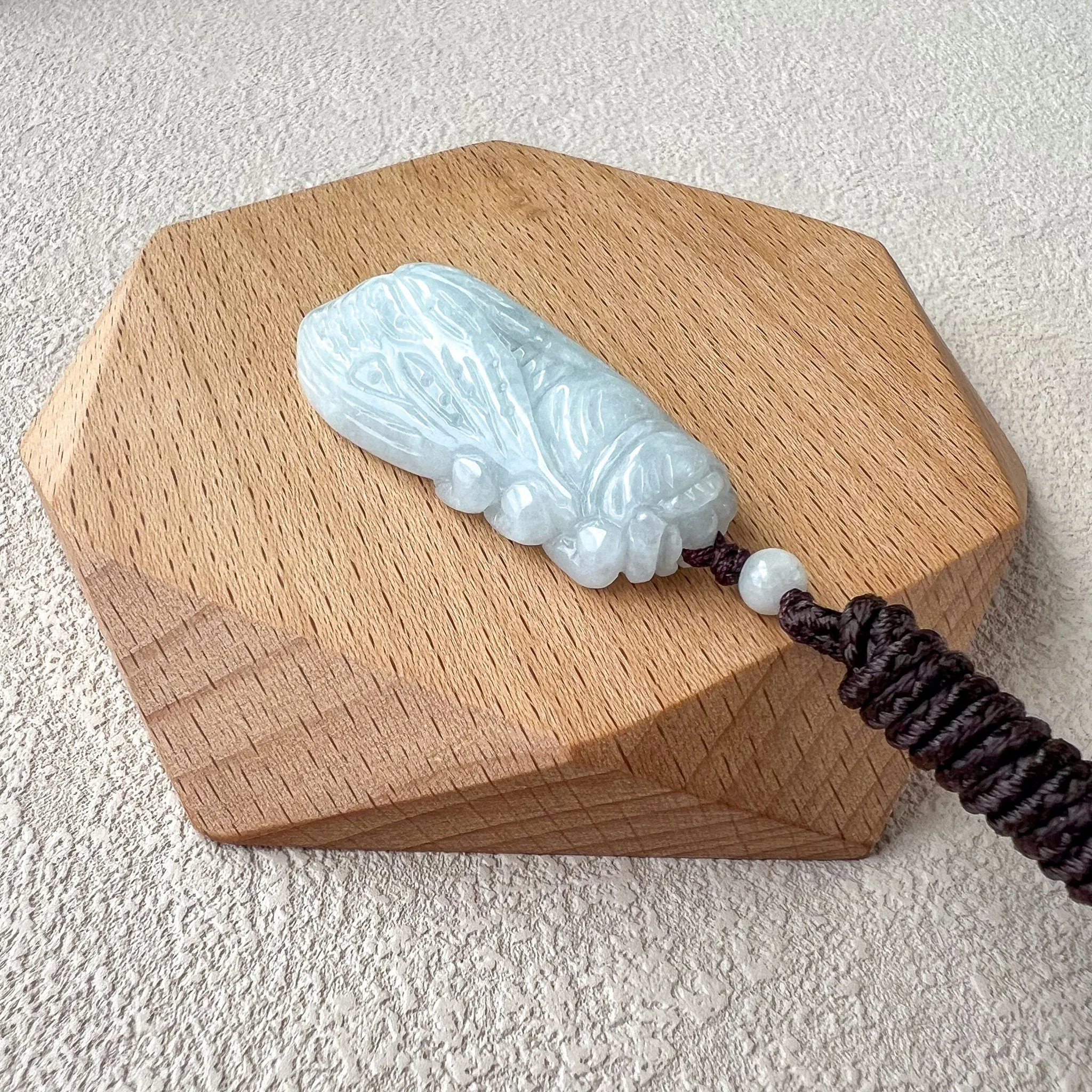 Jadeite Jade Cicada Hand Carved Necklace, ZYF-0222-1715551053