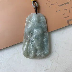 Jadeite Jade Guan Yu Guan Gong Carved Pendant Necklace, YJ-0321-0322421