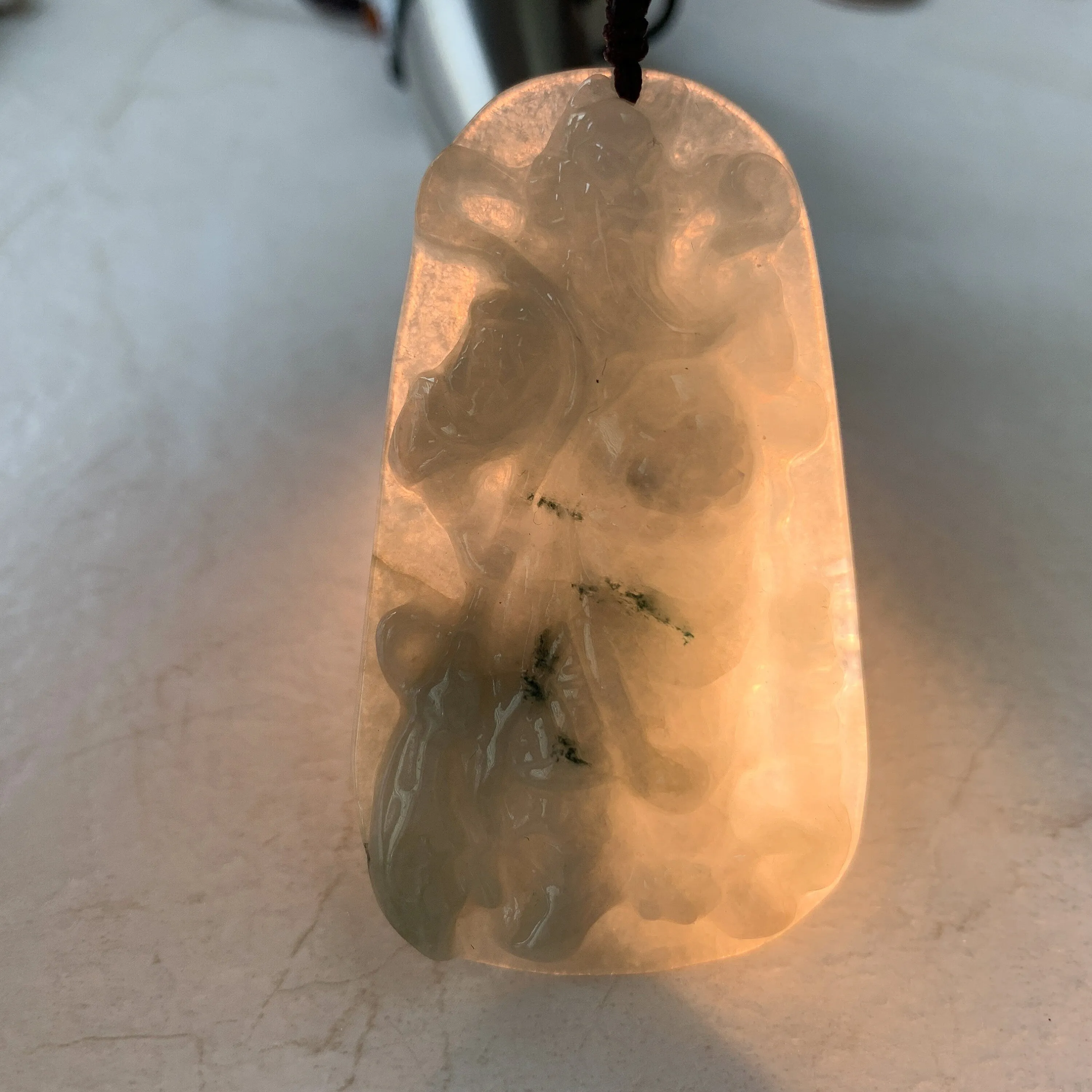 Jadeite Jade Guan Yu Guan Gong Carved Pendant Necklace, YJ-0321-0322421