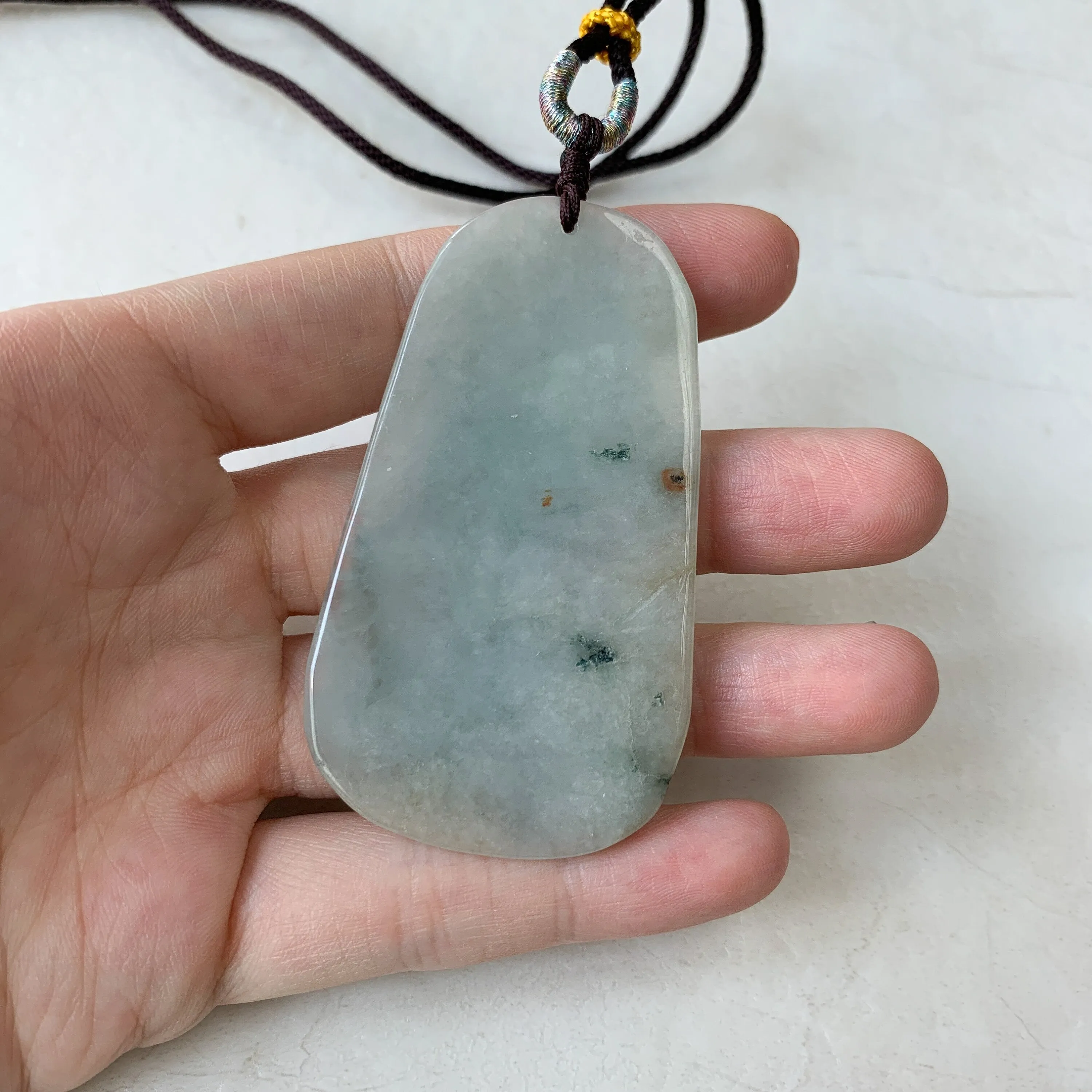 Jadeite Jade Guan Yu Guan Gong Carved Pendant Necklace, YJ-0321-0322421